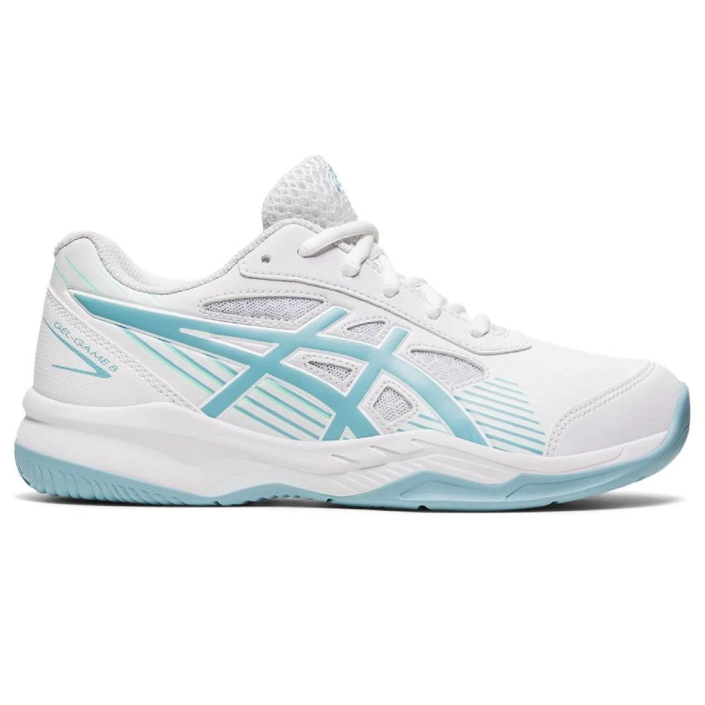 Asics Gel Game 8 GS Junior Tennis Shoe (White/Smoke Blue) 1 Asics Gel Game 8 GS Junior Tennis Shoe (White/Smoke Blue)