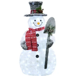 Décoration De Bonhomme De Neige Holiday Living Avec Lumières DEL Blanc Froid, Autportante, 47 Po, Paquet De 1