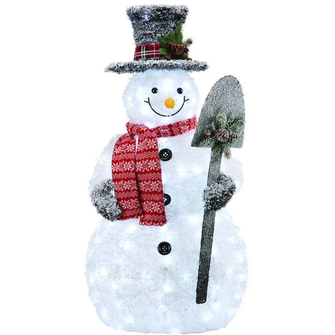 Décoration De Bonhomme De Neige Holiday Living Avec Lumières DEL Blanc Froid, Autportante, 47 Po, Paquet De 1 1 Décoration De Bonhomme De Neige Holiday Living Avec Lumières DEL Blanc Froid, Autportante, 47 Po, Paquet De 1