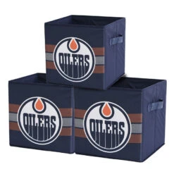 NHL Edmonton Oilers Foldable Storage Basket Bin Containers (Pack Of 3)