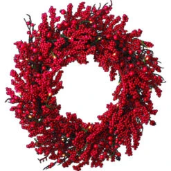 Holiday Living Christmas Wreath Berry Indoor Or Outdoor 24-in