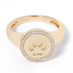 Graziela Gems 14K Gold 0.10ctw Diamond Paw Print Ring -Dalbello shop 206096 YGL 1
