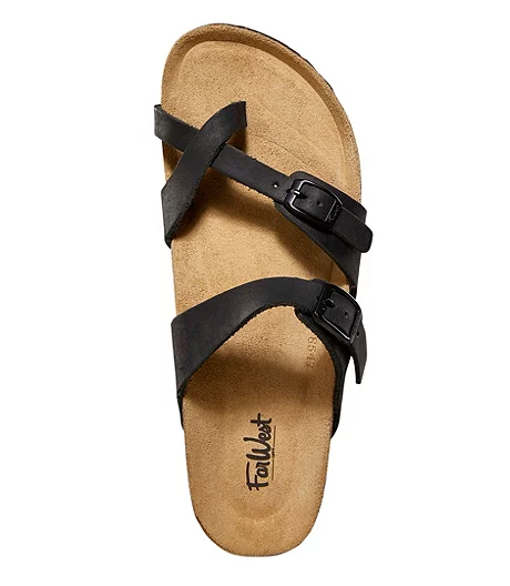 Women's Kelowna Cork Toe Loop Sandals - Black 4 Women's Kelowna Cork Toe Loop Sandals - Black - Image 4