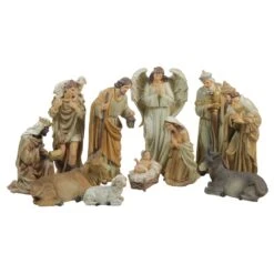 Northlight 11-Piece Brown Tones 12-in Christmas Nativity Figurine Set