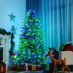 Costway 7-ft Pre-Lit Hinged Christmas Tree 2458 PE And PVC Tips With 450 Lights 8 Costway 7-ft Pre-Lit Hinged Christmas Tree 2458 PE And PVC Tips With 450 Lights -Dalbello shop 330925708 AlternateImage1