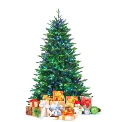 Costway 7-ft Pre-Lit Hinged Christmas Tree 2458 PE And PVC Tips With 450 Lights