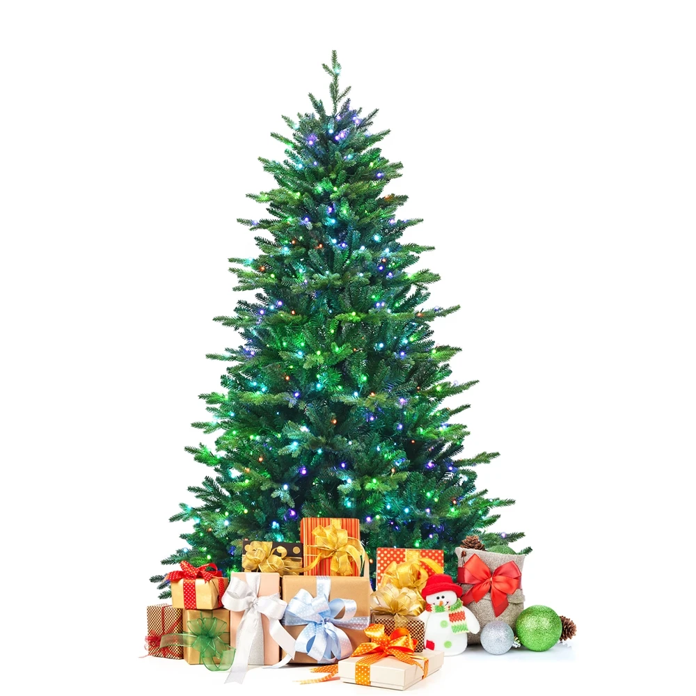 Costway 7-ft Pre-Lit Hinged Christmas Tree 2458 PE And PVC Tips With 450 Lights 1 Costway 7-ft Pre-Lit Hinged Christmas Tree 2458 PE And PVC Tips With 450 Lights