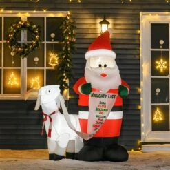 HomCom 6-ft Internal Light Santa With Goat Christmas Inflatable