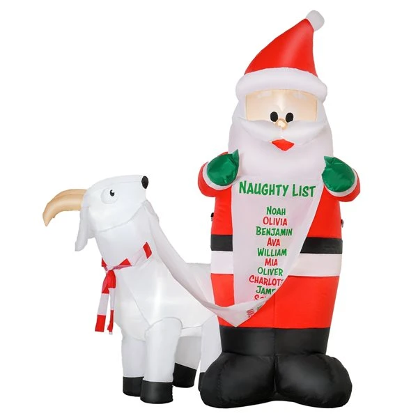 HomCom 6-ft Internal Light Santa With Goat Christmas Inflatable 2 HomCom 6-ft Internal Light Santa With Goat Christmas Inflatable - Image 2