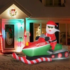 HomCom 5-ft Internal Light Santa On Snowmobile Christmas Inflatable -Dalbello shop 331003182 AlternateImage1 l