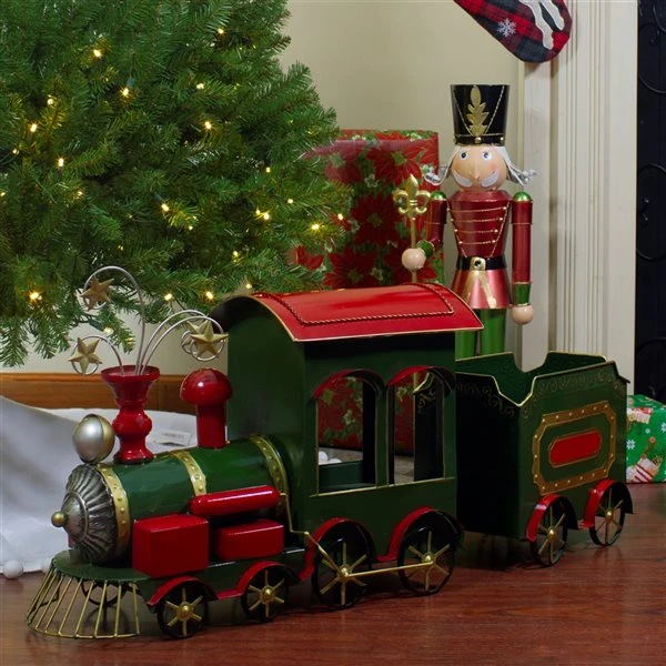Northlight 34-in Green And Gold Metal Train Figurine Tabletop Christmas Decoration 1 Northlight 34-in Green And Gold Metal Train Figurine Tabletop Christmas Decoration