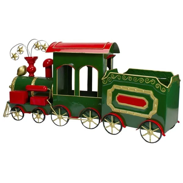 Northlight 34-in Green And Gold Metal Train Figurine Tabletop Christmas Decoration 2 Northlight 34-in Green And Gold Metal Train Figurine Tabletop Christmas Decoration - Image 2
