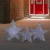 Northlight 24-in LED Silver Stars Outdoor Christmas Decorations - Set Of 3