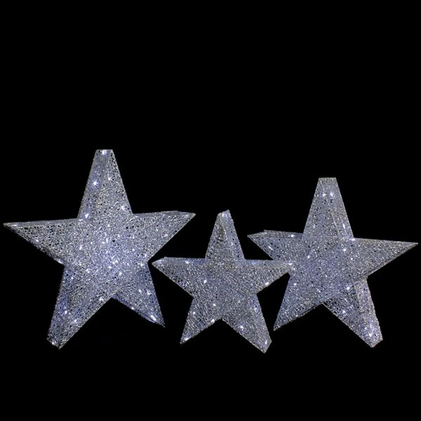 Northlight 24-in LED Silver Stars Outdoor Christmas Decorations - Set Of 3 4 Northlight 24-in LED Silver Stars Outdoor Christmas Decorations - Set Of 3 - Image 4