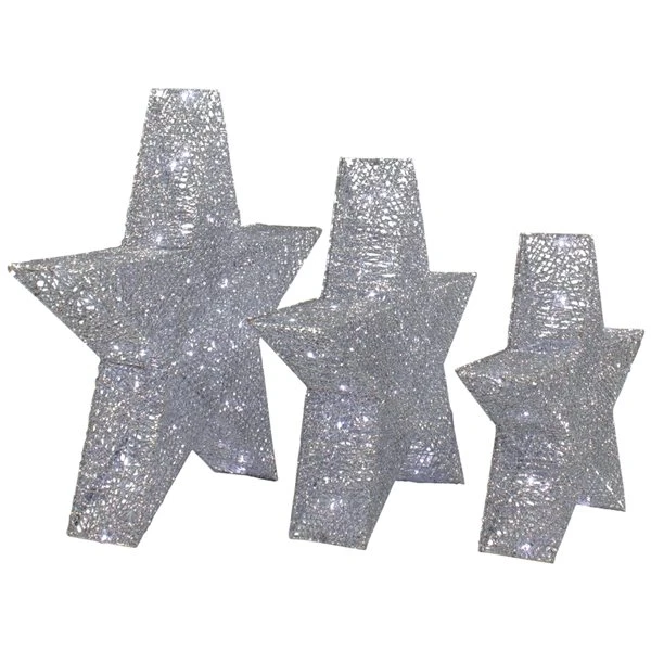 Northlight 24-in LED Silver Stars Outdoor Christmas Decorations - Set Of 3 5 Northlight 24-in LED Silver Stars Outdoor Christmas Decorations - Set Of 3 - Image 5