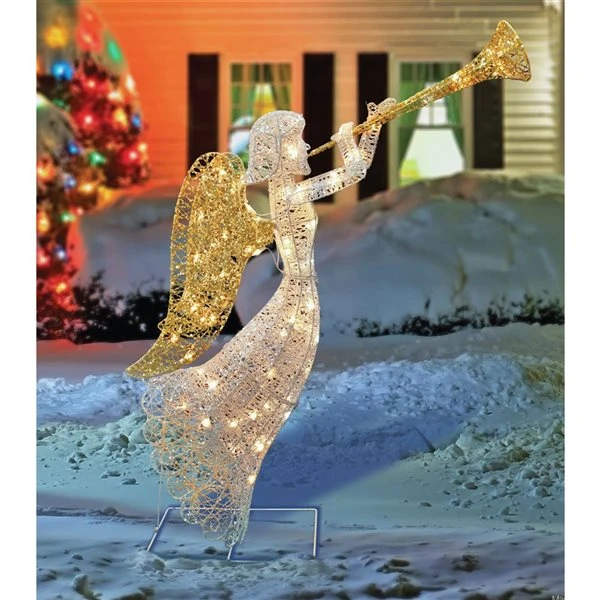 Northlight 48-in Silver And Gold Trumpeting Angel Christmas Decoration With Lights 1 Northlight 48-in Silver And Gold Trumpeting Angel Christmas Decoration With Lights