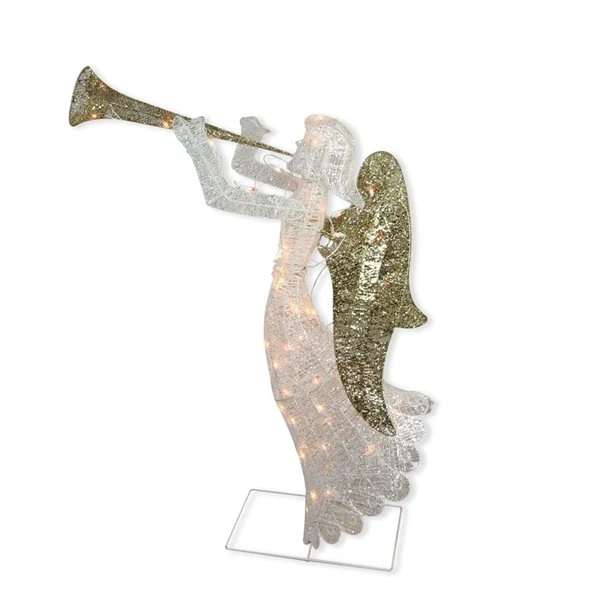 Northlight 48-in Silver And Gold Trumpeting Angel Christmas Decoration With Lights 2 Northlight 48-in Silver And Gold Trumpeting Angel Christmas Decoration With Lights - Image 2