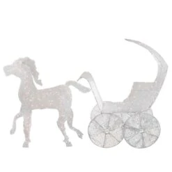 Northlight 57-in White 3D Christmas Horse And Carriage With Clear Incandescent Lights