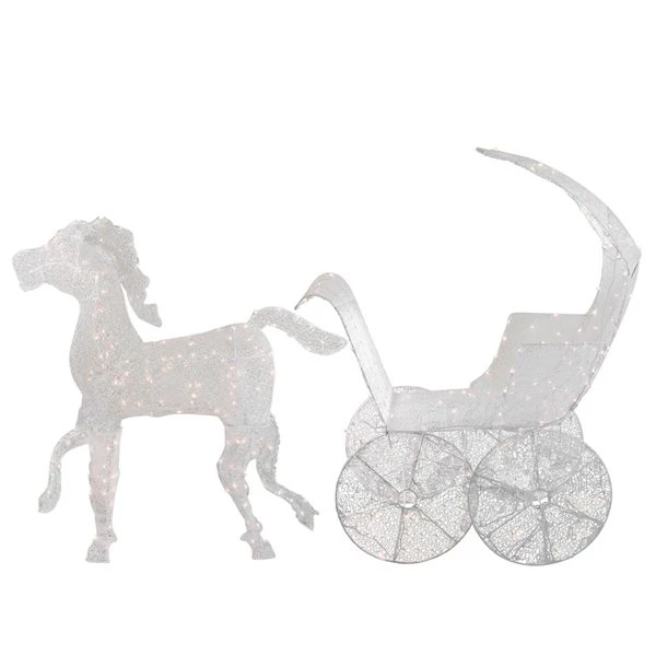 Northlight 57-in White 3D Christmas Horse And Carriage With Clear Incandescent Lights 1 Northlight 57-in White 3D Christmas Horse And Carriage With Clear Incandescent Lights