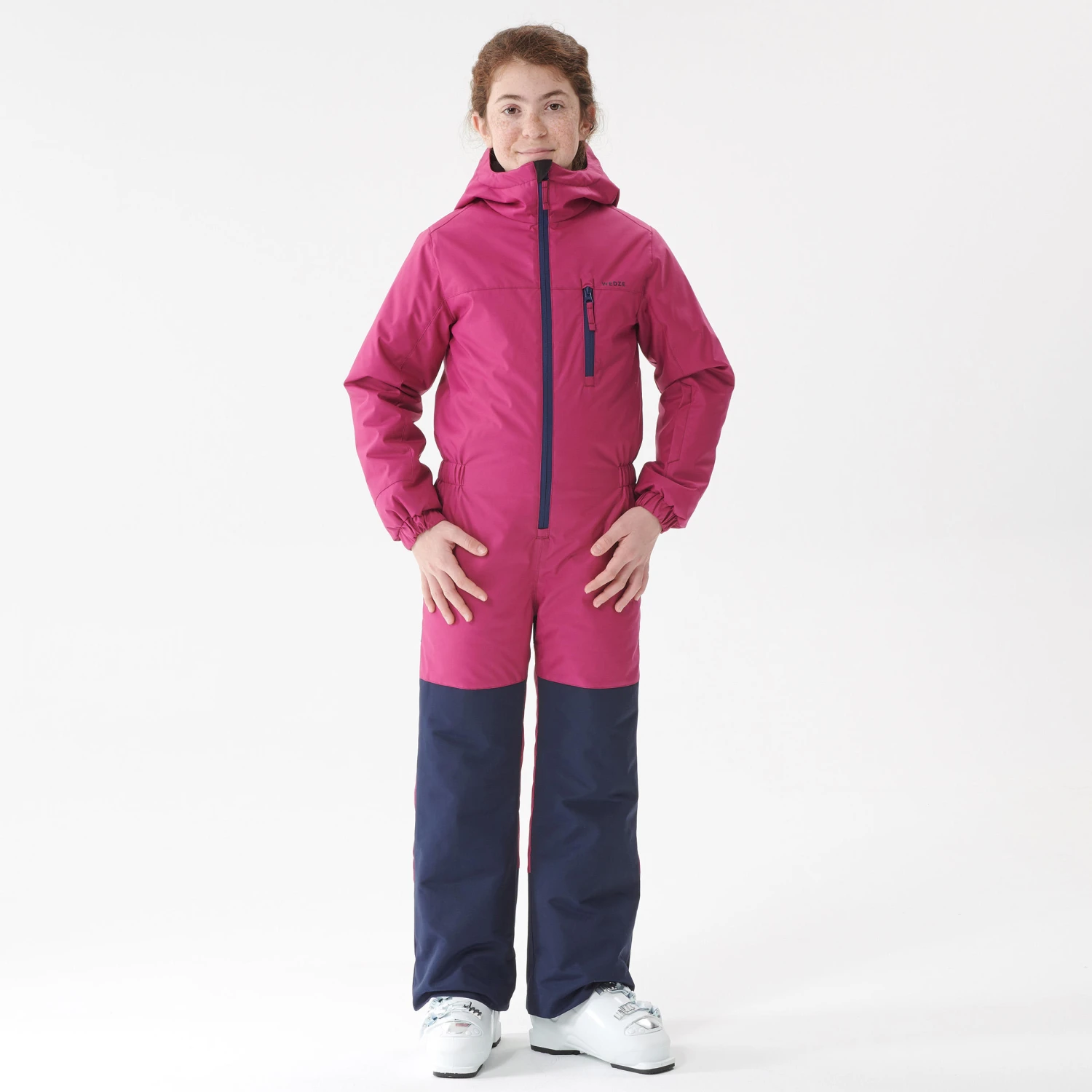 WEDZE Kids’ Ski Suit - 100 Pink/Navy Blue 3 WEDZE Kids’ Ski Suit - 100 Pink/Navy Blue - Image 3